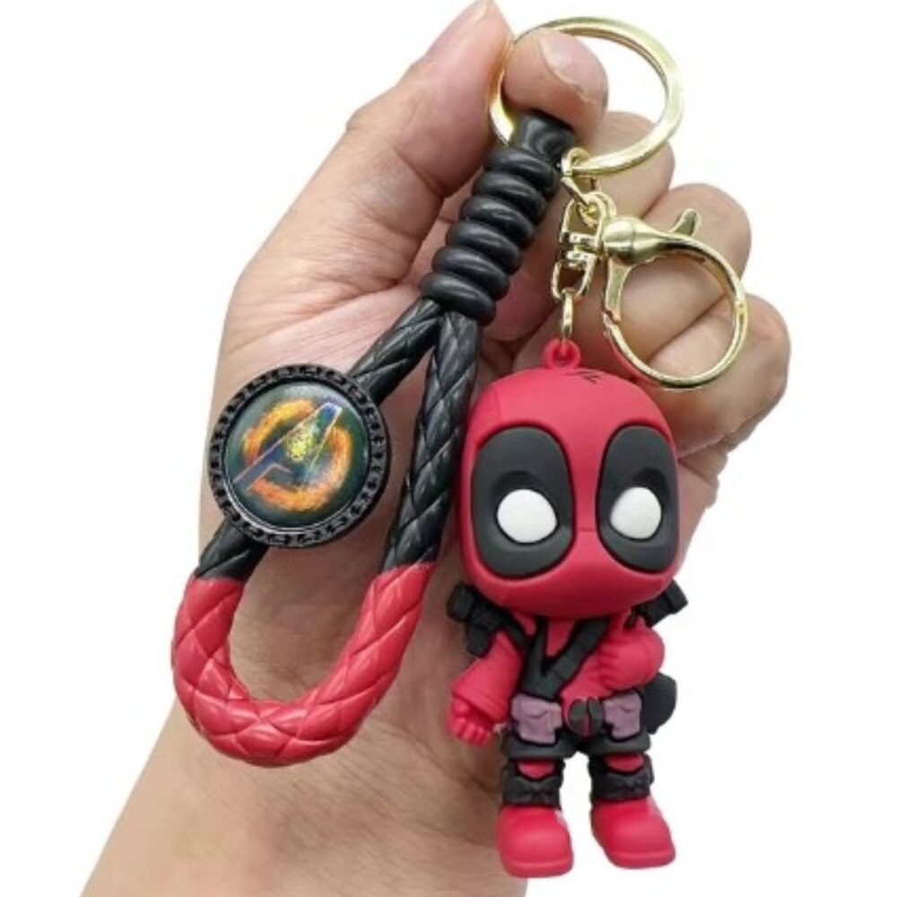 Deadpool Figure Keychain with Braided Wrist Strap